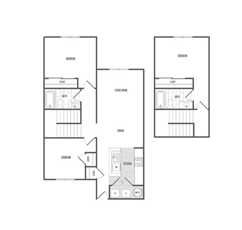 A black and white image of a floor plan for a house.